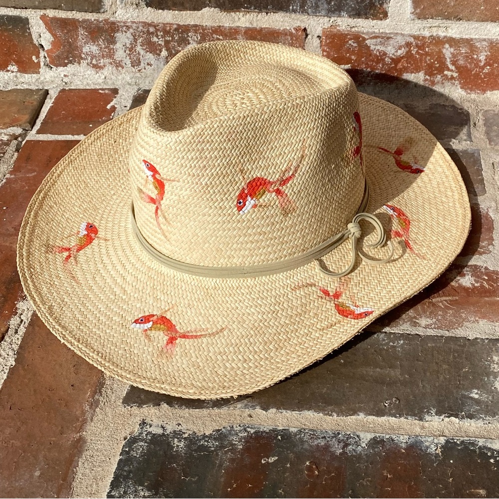 Hand Woven & Hand painted Fish Straw Hat